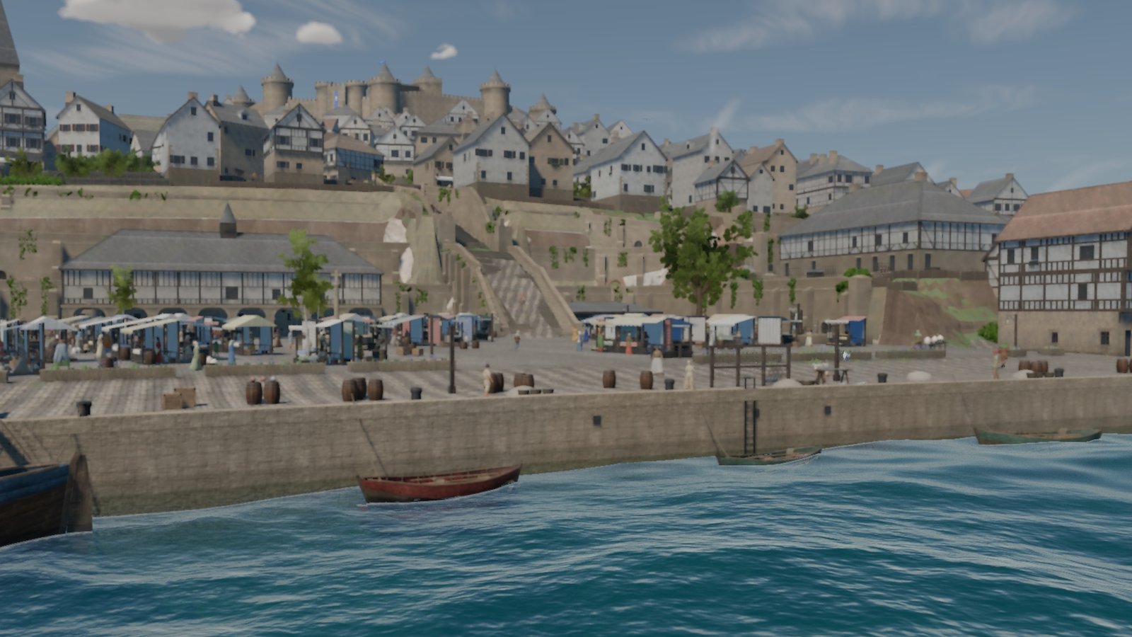 Brinmouth's quay with people on it